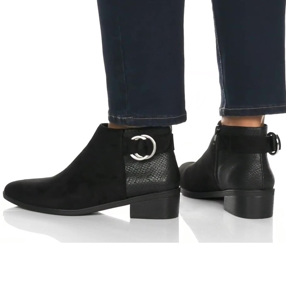 Polished Snakeskin Embossed Detail Block Heel Boot - Picture 2 of 6